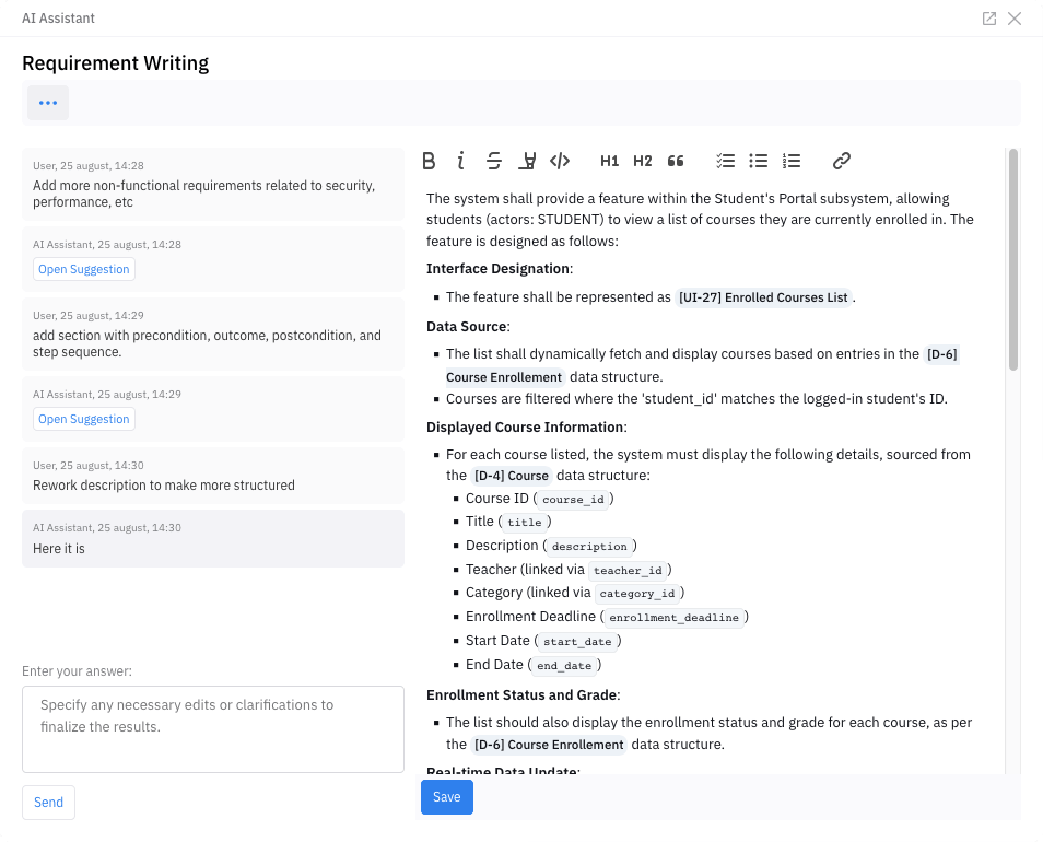 AI Requirement Writing