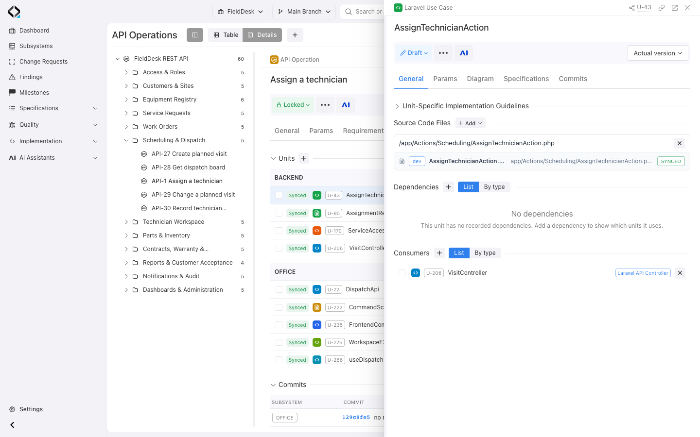 AssignTechnicianAction: the synchronized app/Actions/Scheduling/AssignTechnicianAction.php source file.