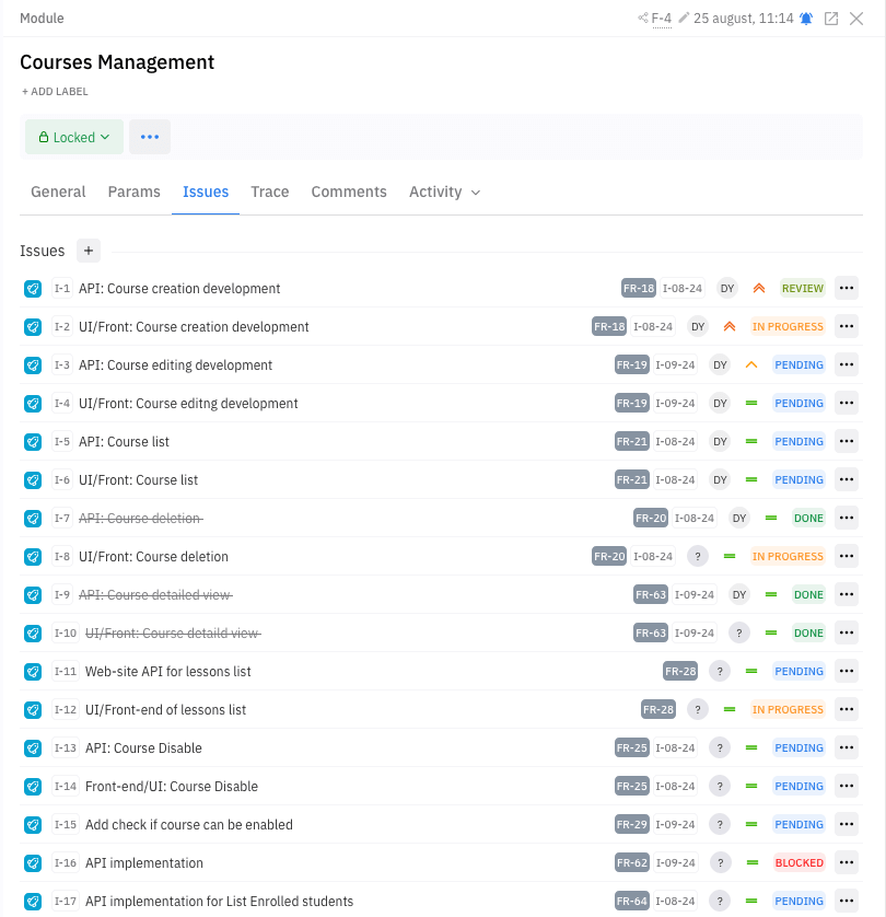 Requirements Modules Issues